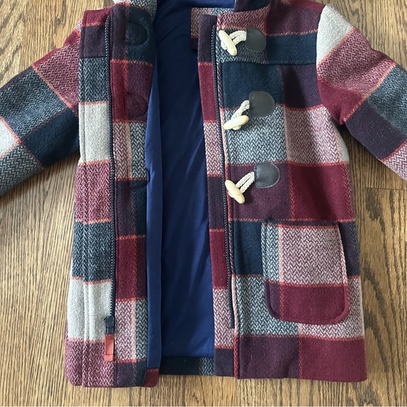 Size 4 / 5 Plaid Peacoat Dress Coat with Hood - Picture 4 of 9